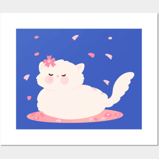 Cherry Blossom cat Posters and Art